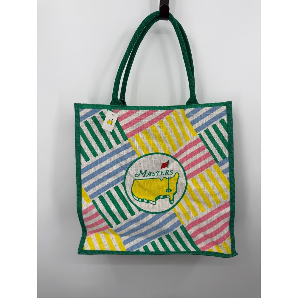 Masters Tournament MJB-BSKWEAVE Tote Bag Womens Golf Multi Color Striped Jute